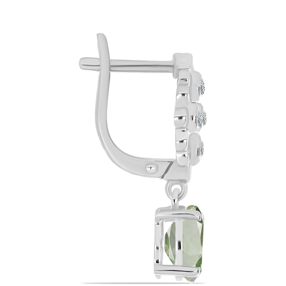 Pendientes de Plata con Amatista Verde y Topacio Blanco 2 