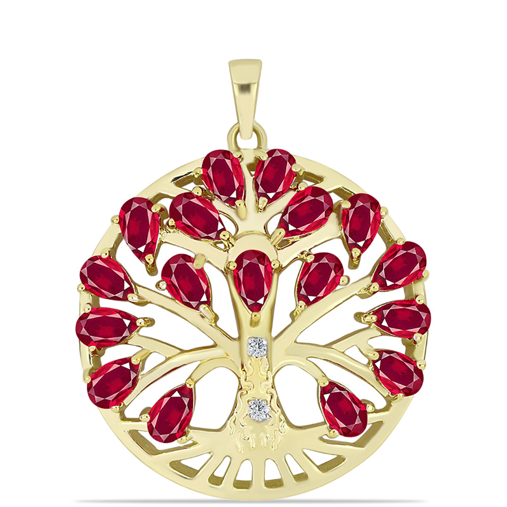 Colgante de Plata Bañada en Oro con Rubí de Madagascar y Topacio Blanco 1 