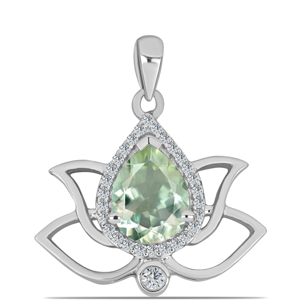 Colgante de Plata con Amatista Verde y Topacio Blanco