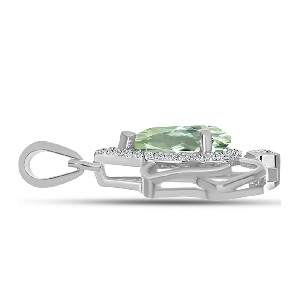 Colgante de Plata con Amatista Verde y Topacio Blanco 2 