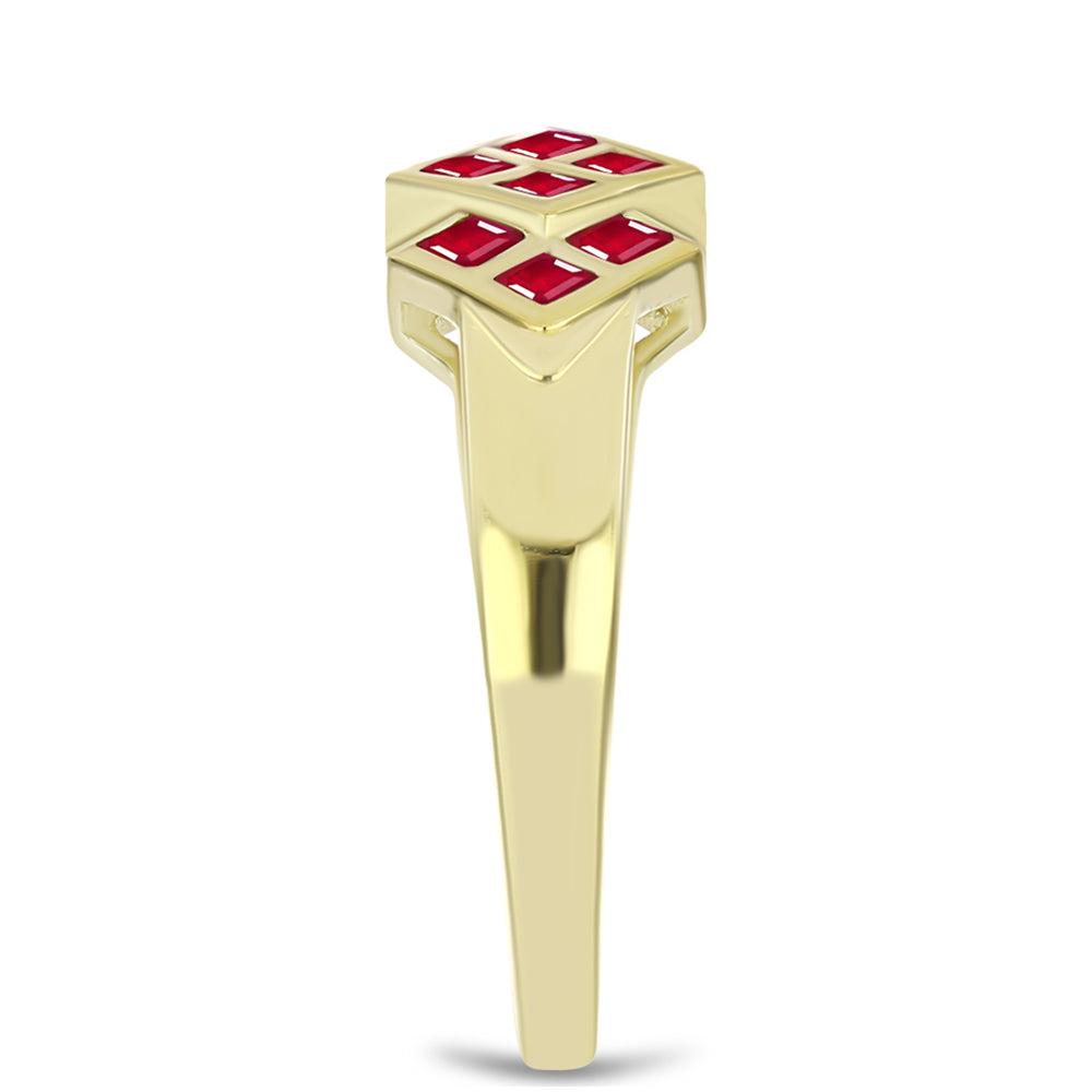 Anillo de Plata Bañada en Oro con Rubí de Madagascar 4 