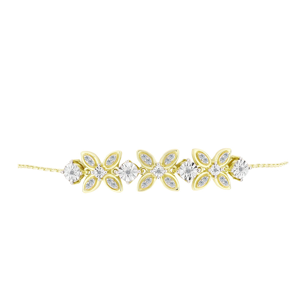 Pulsera de Plata Bañada en Oro con Diamante blanco y Topacio Blanco 2 