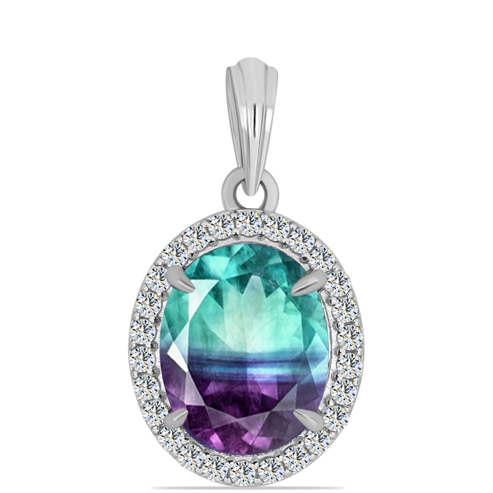 Colgante de Plata con Fluorita cebra y Topacio Blanco 1 