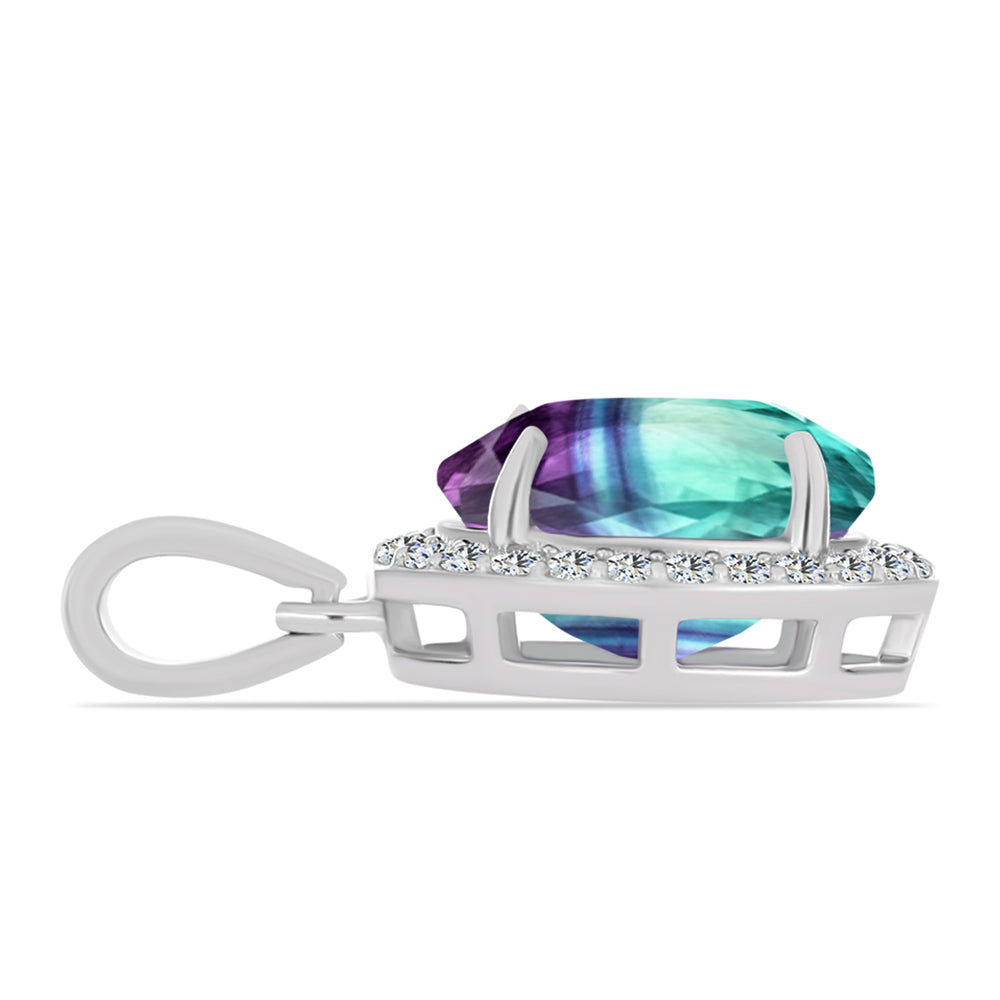 Colgante de Plata con Fluorita cebra y Topacio Blanco 2 