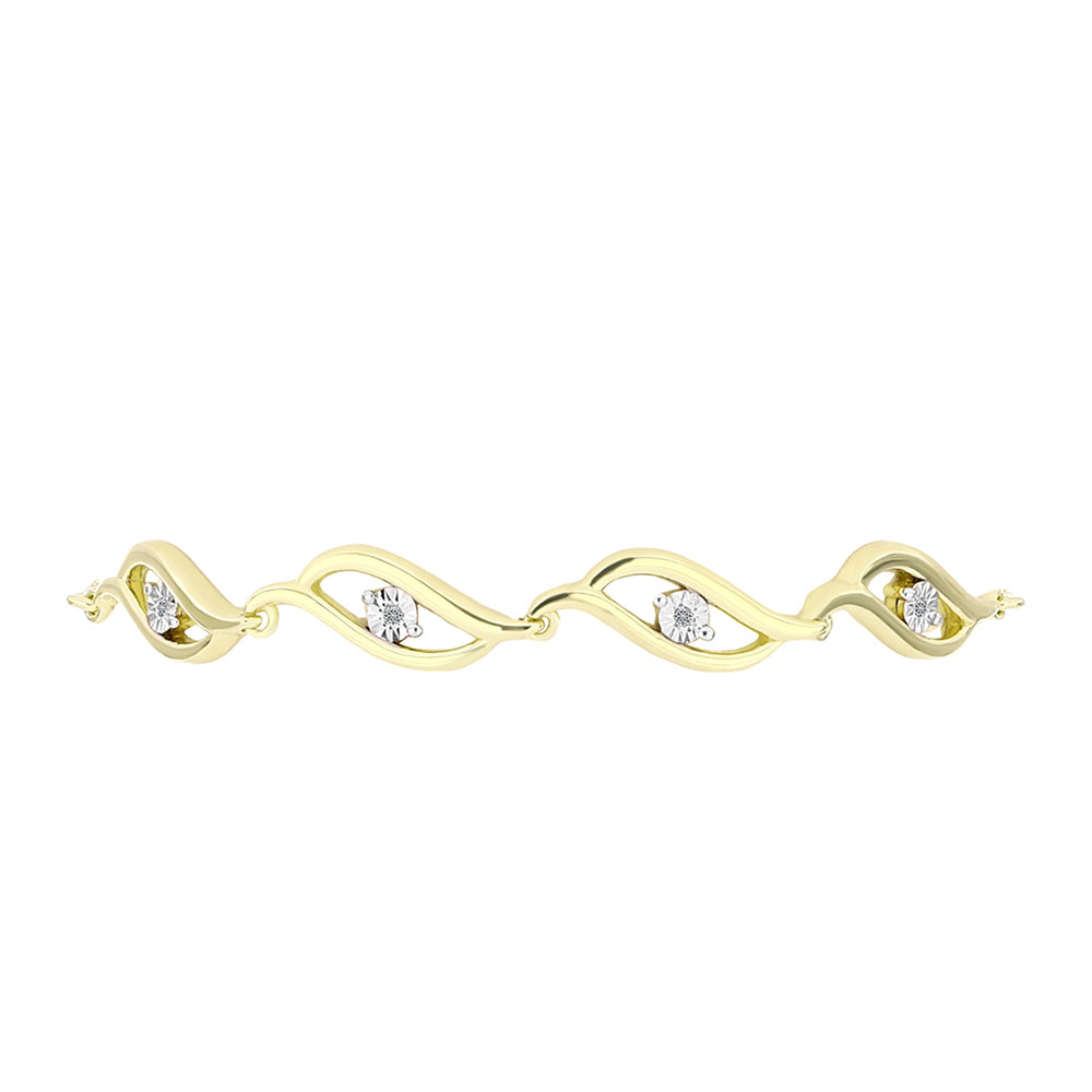Pulsera de Plata Bañada en Oro con Diamante blanco 2 
