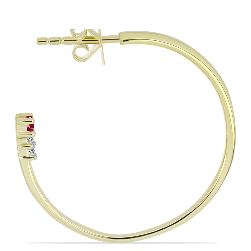 Pendientes de Plata Bañada en Oro con Rubí de Madagascar y Topacio Blanco 1 