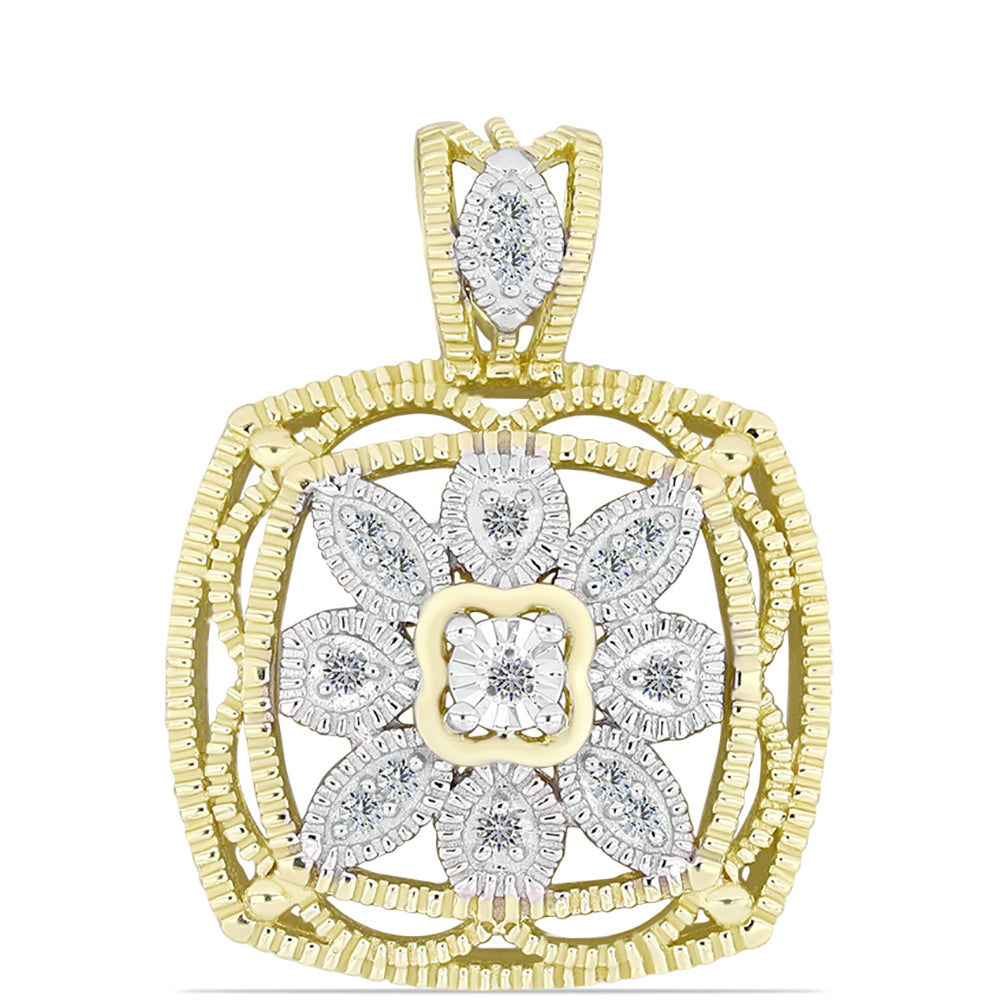 Colgante de Plata Bañada en Oro con Diamante blanco y Topacio Blanco