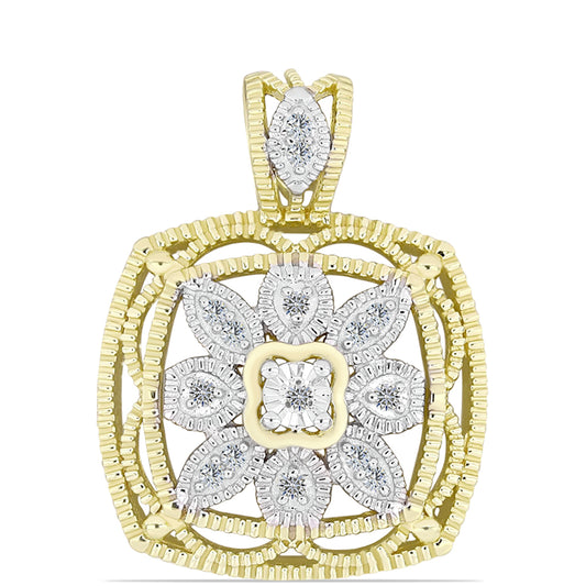 Colgante de Plata Bañada en Oro con Diamante blanco y Topacio Blanco