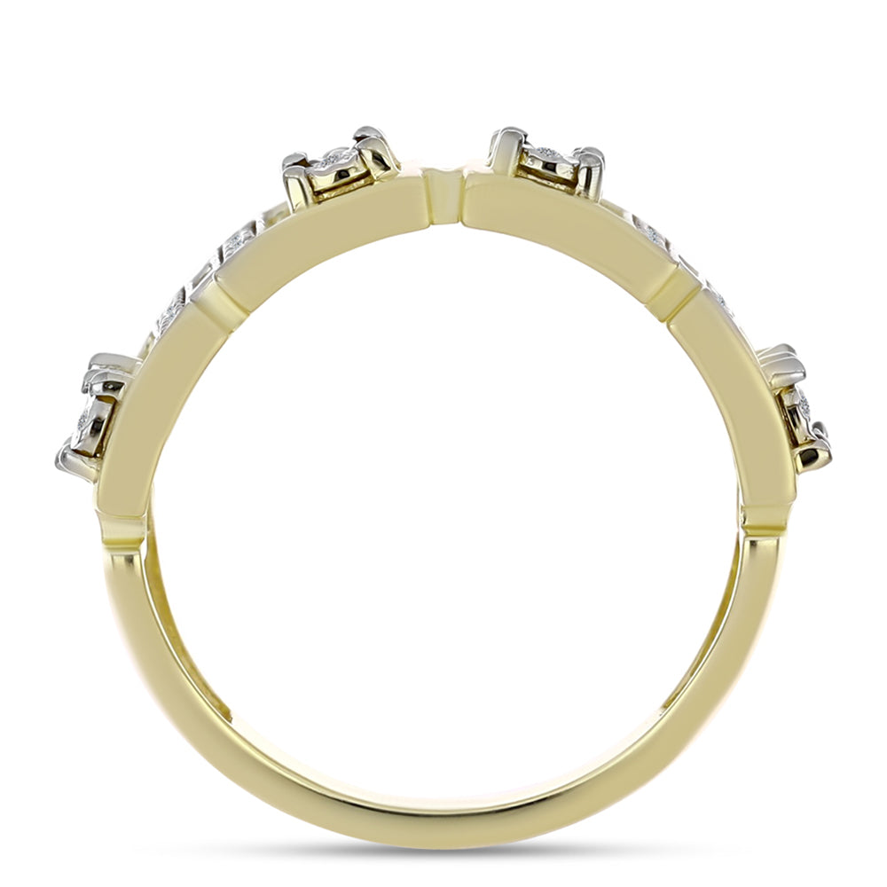 Anillo de Plata Bañada en Oro con Diamante blanco y Topacio Blanco