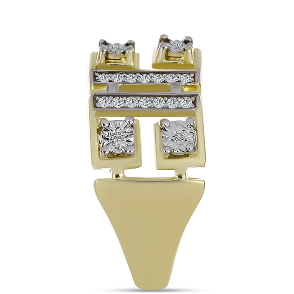 Anillo de Plata Bañada en Oro con Diamante blanco y Topacio Blanco 4 
