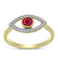 Anillo de Plata Bañada en Oro con Rubí de Madagascar y Topacio Blanco