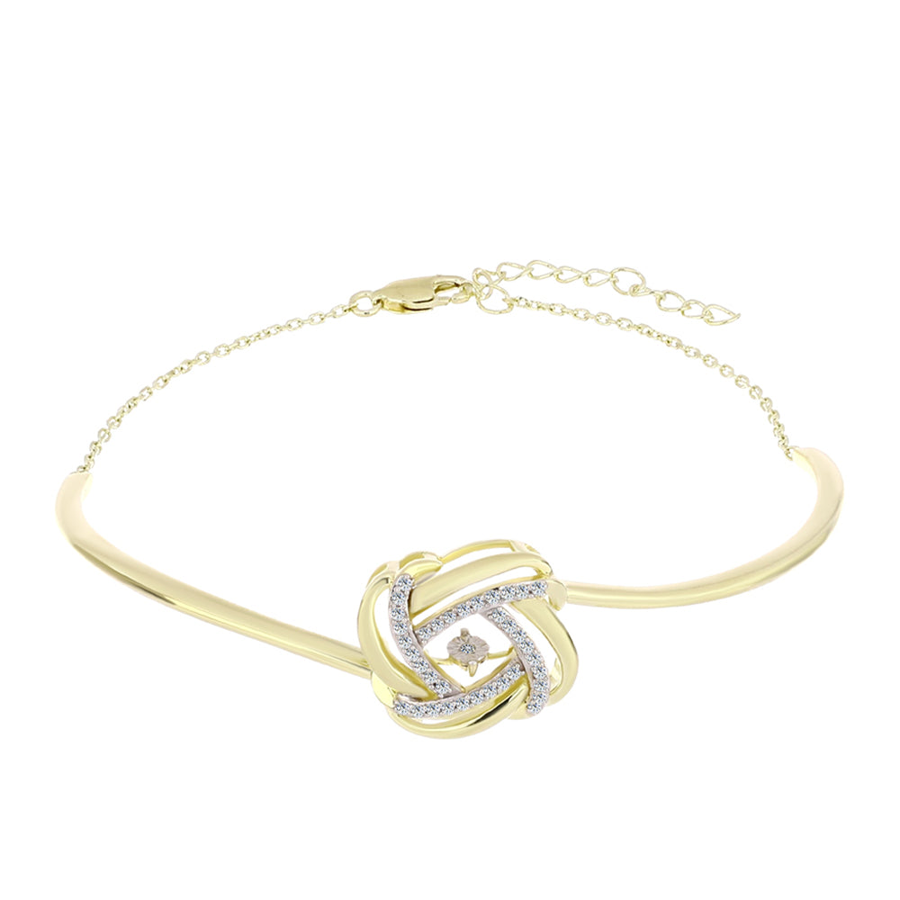 Pulsera de Plata Bañada en Oro con Diamante blanco y Topacio Blanco 1 