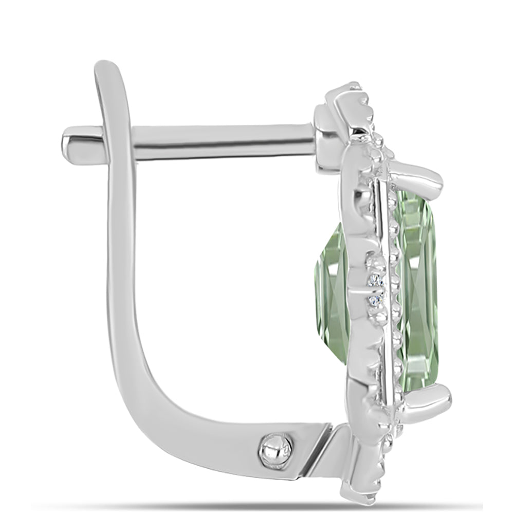 Pendientes de Plata con Amatista Verde y Topacio Blanco 2 