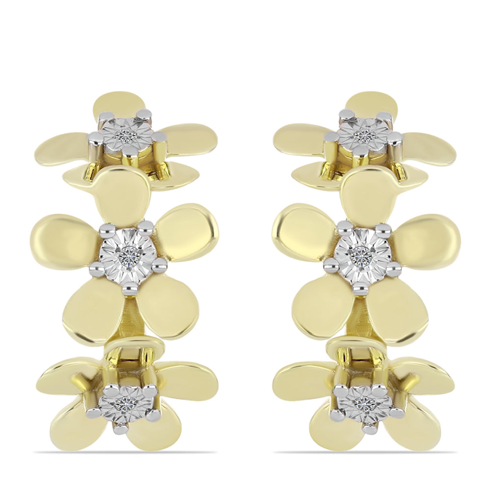Pendientes de Plata Bañada en Oro con Diamante blanco