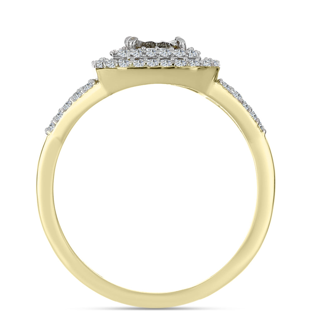 Anillo de Plata Bañada en Oro con Diamante blanco y Topacio Blanco