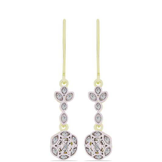 Pendientes de Plata Bañada en Oro con Diamante blanco y Topacio Blanco
