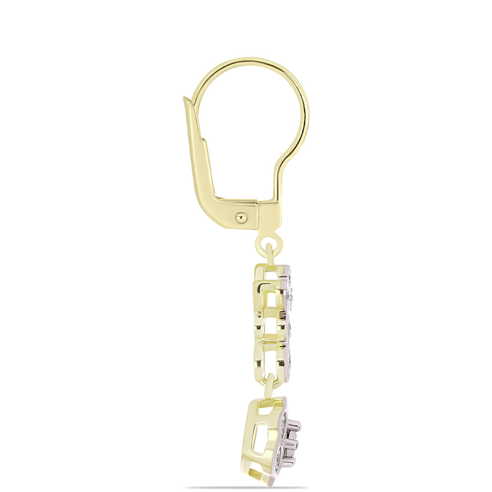 Pendientes de Plata Bañada en Oro con Diamante blanco y Topacio Blanco