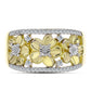 Anillo de Plata Bañada en Oro con Diamante blanco y Topacio Blanco