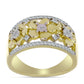 Anillo de Plata Bañada en Oro con Diamante blanco y Topacio Blanco