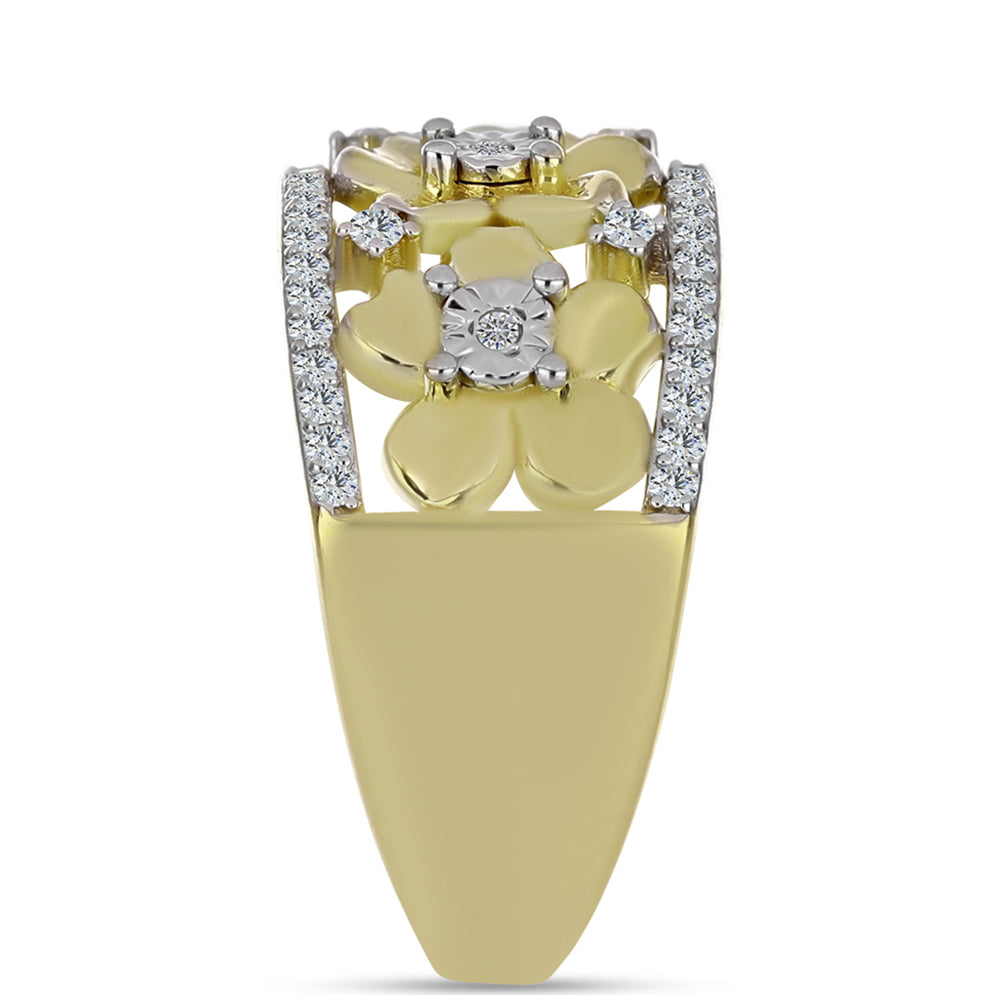 Anillo de Plata Bañada en Oro con Diamante blanco y Topacio Blanco 4 