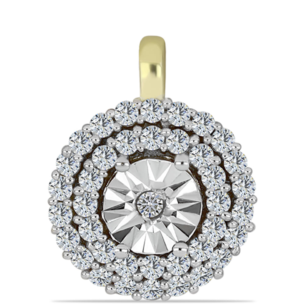 Colgante de Plata Bañada en Oro con Diamante blanco y Topacio Blanco