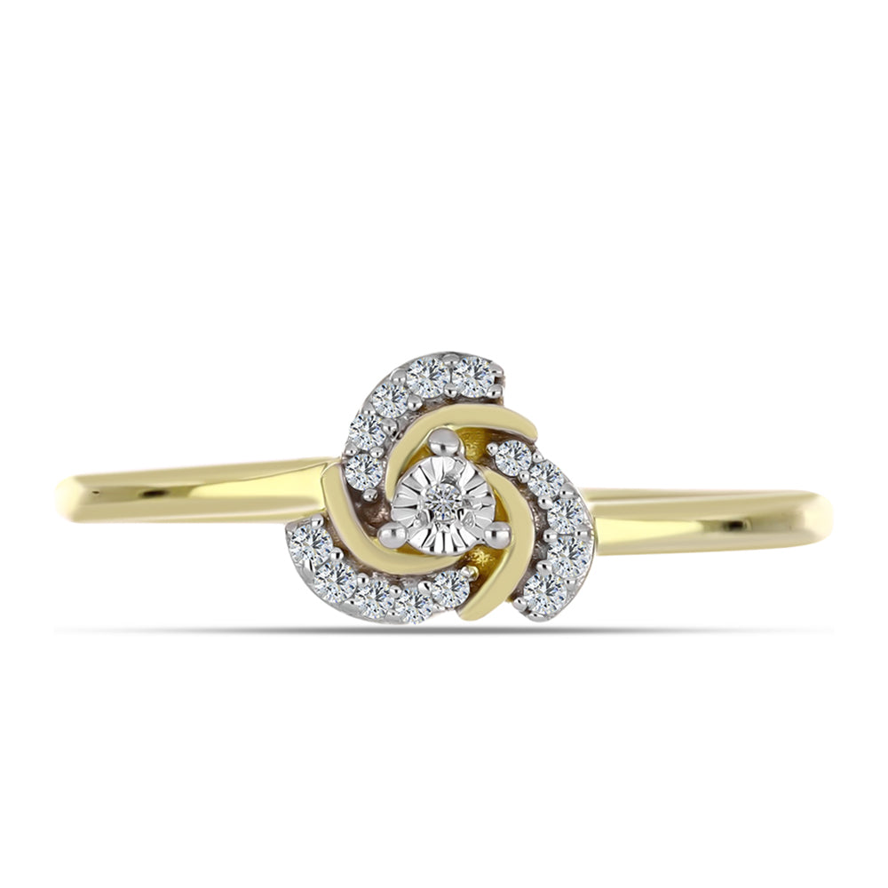 Anillo de Plata Bañada en Oro con Diamante blanco y Topacio Blanco