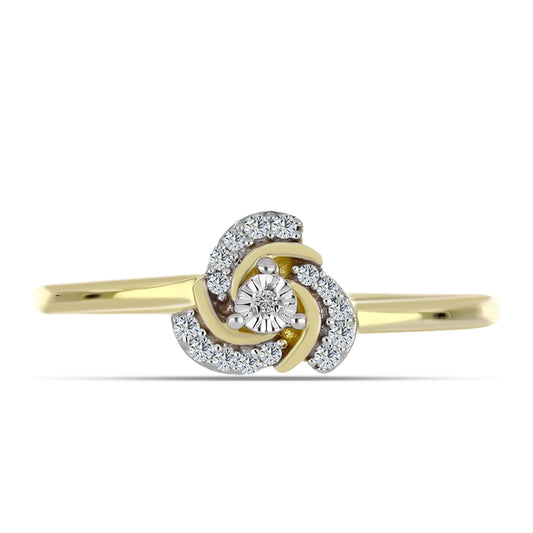 Anillo de Plata Bañada en Oro con Diamante blanco y Topacio Blanco