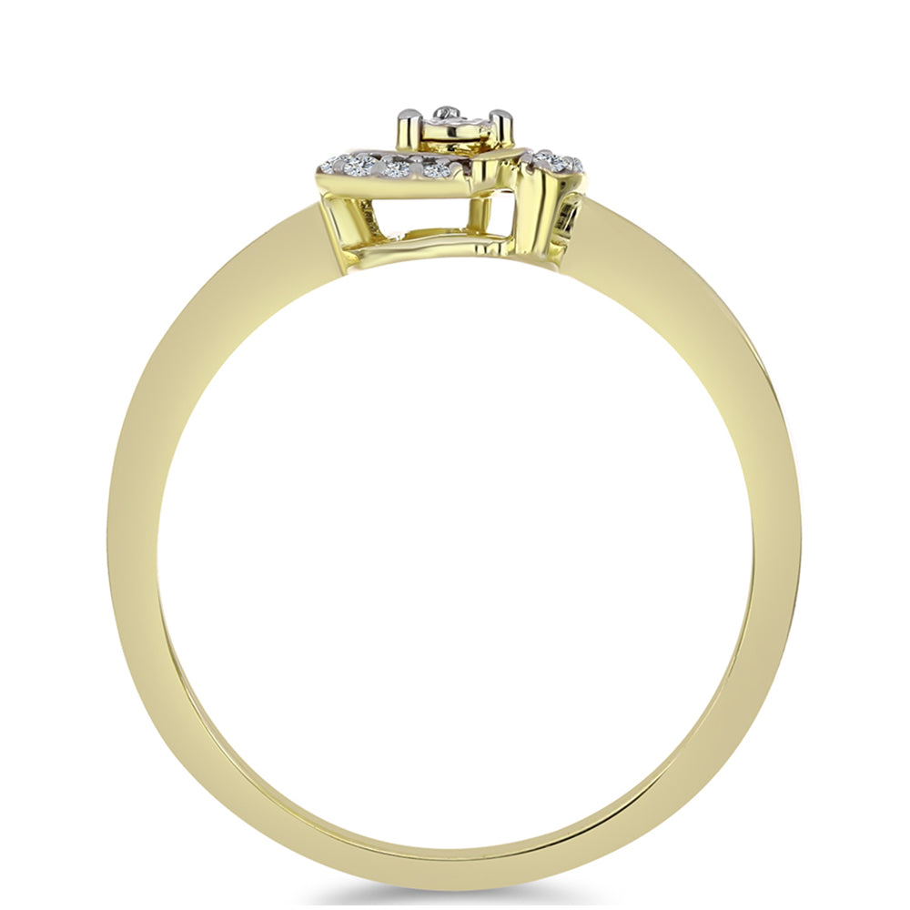 Anillo de Plata Bañada en Oro con Diamante blanco y Topacio Blanco