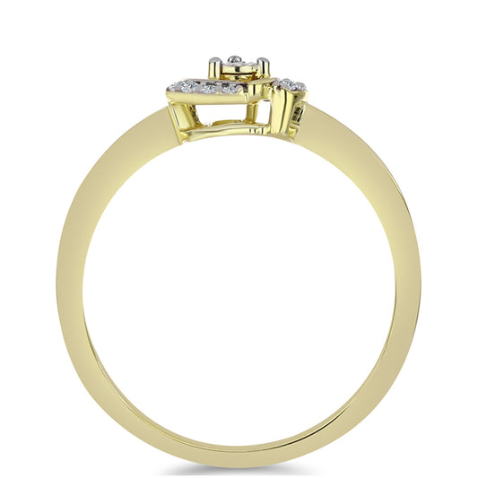 Anillo de Plata Bañada en Oro con Diamante blanco y Topacio Blanco