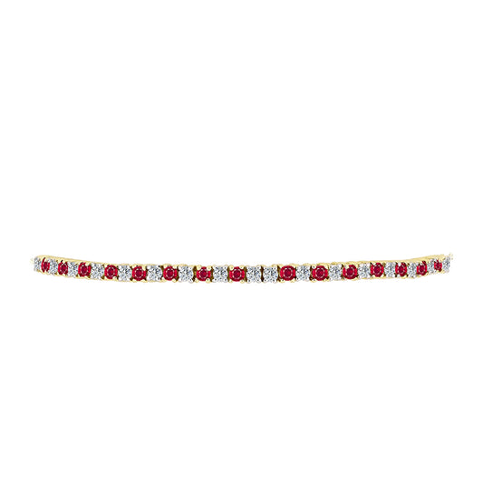 Pulsera de Plata Bañada en Oro con Rubí de Madagascar y Topacio Blanco