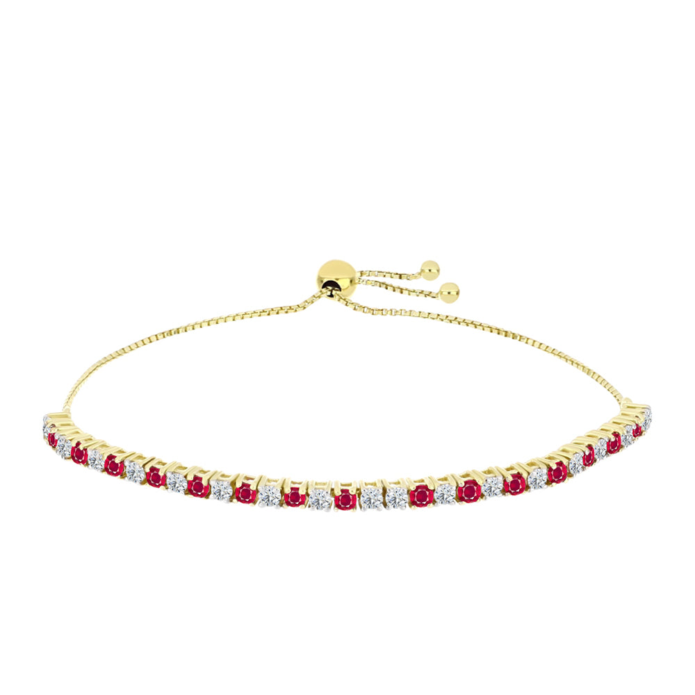 Pulsera de Plata Bañada en Oro con Rubí de Madagascar y Topacio Blanco 1 