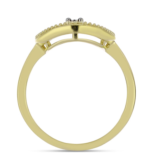 Anillo de Plata Bañada en Oro con Diamante blanco y Topacio Blanco