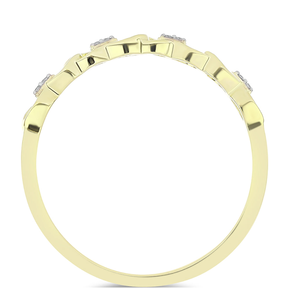 Anillo de Plata Bañada en Oro con Diamante blanco 3 