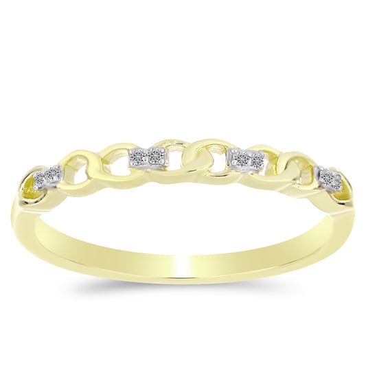 Anillo de Plata Bañada en Oro con Diamante blanco