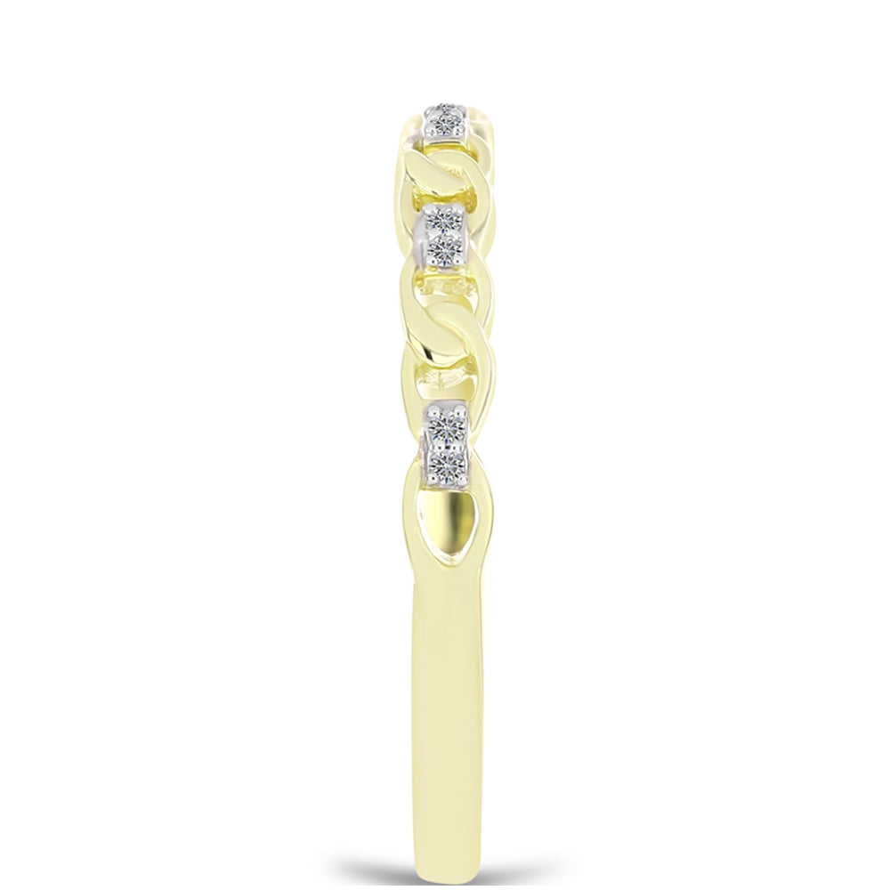 Anillo de Plata Bañada en Oro con Diamante blanco 4 