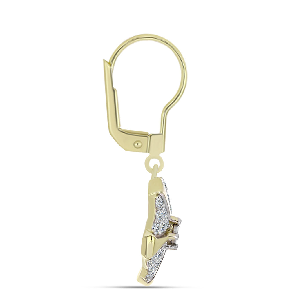 Pendientes de Plata Bañada en Oro con Diamante blanco y Topacio Blanco 2 