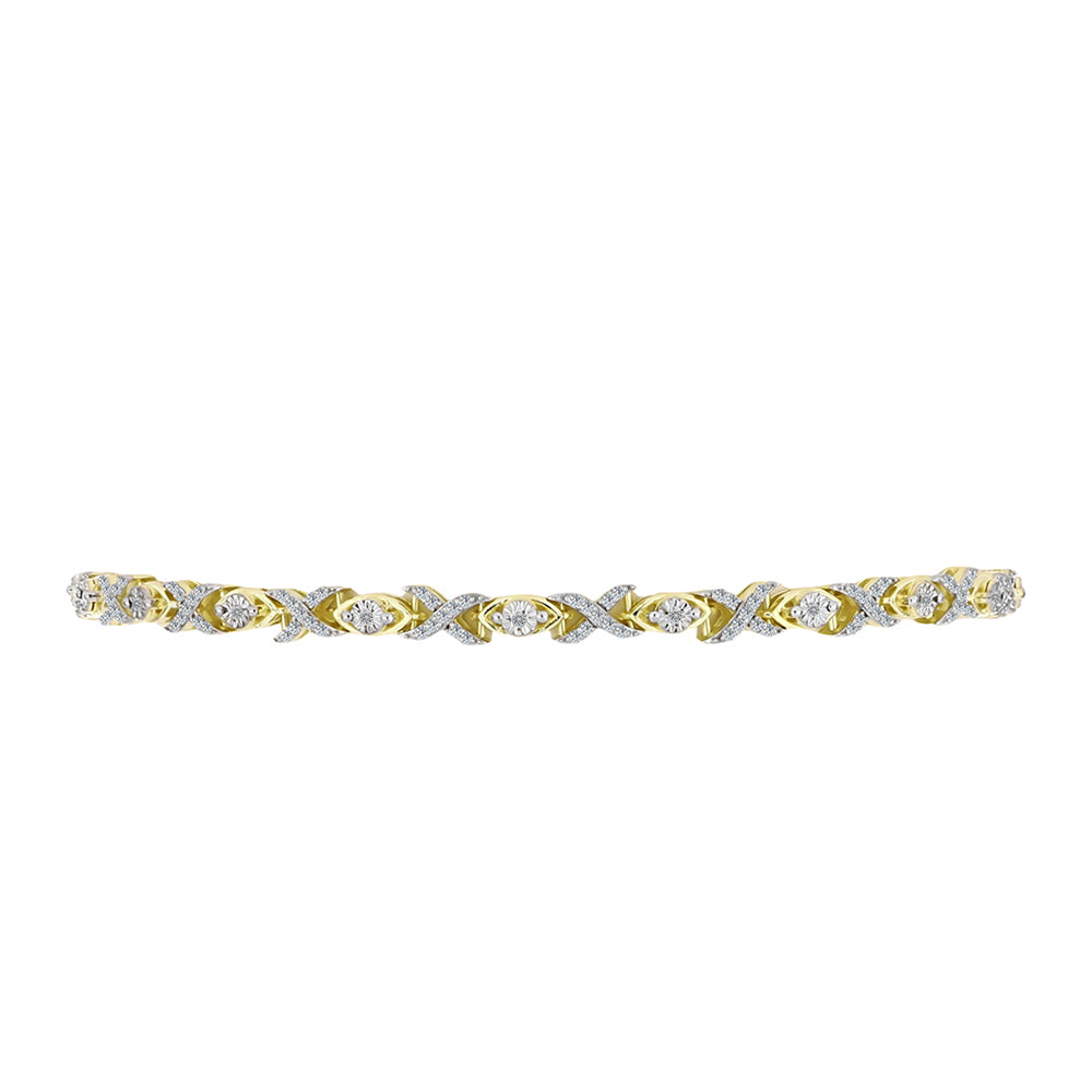 Pulsera de Plata Bañada en Oro con Diamante blanco y Topacio Blanco 2 