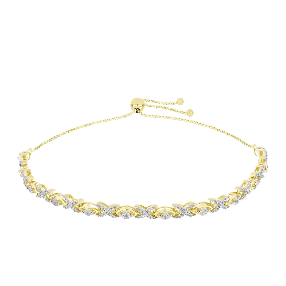 Pulsera de Plata Bañada en Oro con Diamante blanco y Topacio Blanco 1 