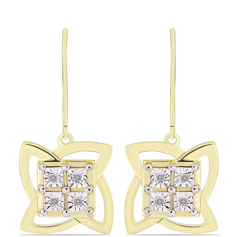 Pendientes de Plata Bañada en Oro con Diamante blanco