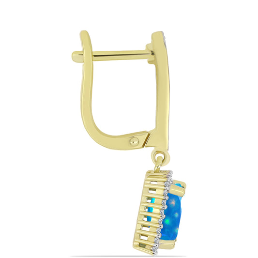 Pendientes de Plata Bañada en Oro con Ópalo Paraíso de Etiopia y Topacio Blanco