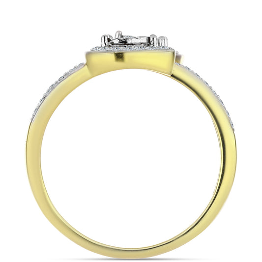 Anillo de Plata Bañada en Oro con Diamante blanco y Topacio Blanco