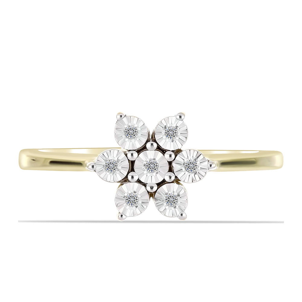 Anillo de Plata Bañada en Oro con Diamante blanco 1 