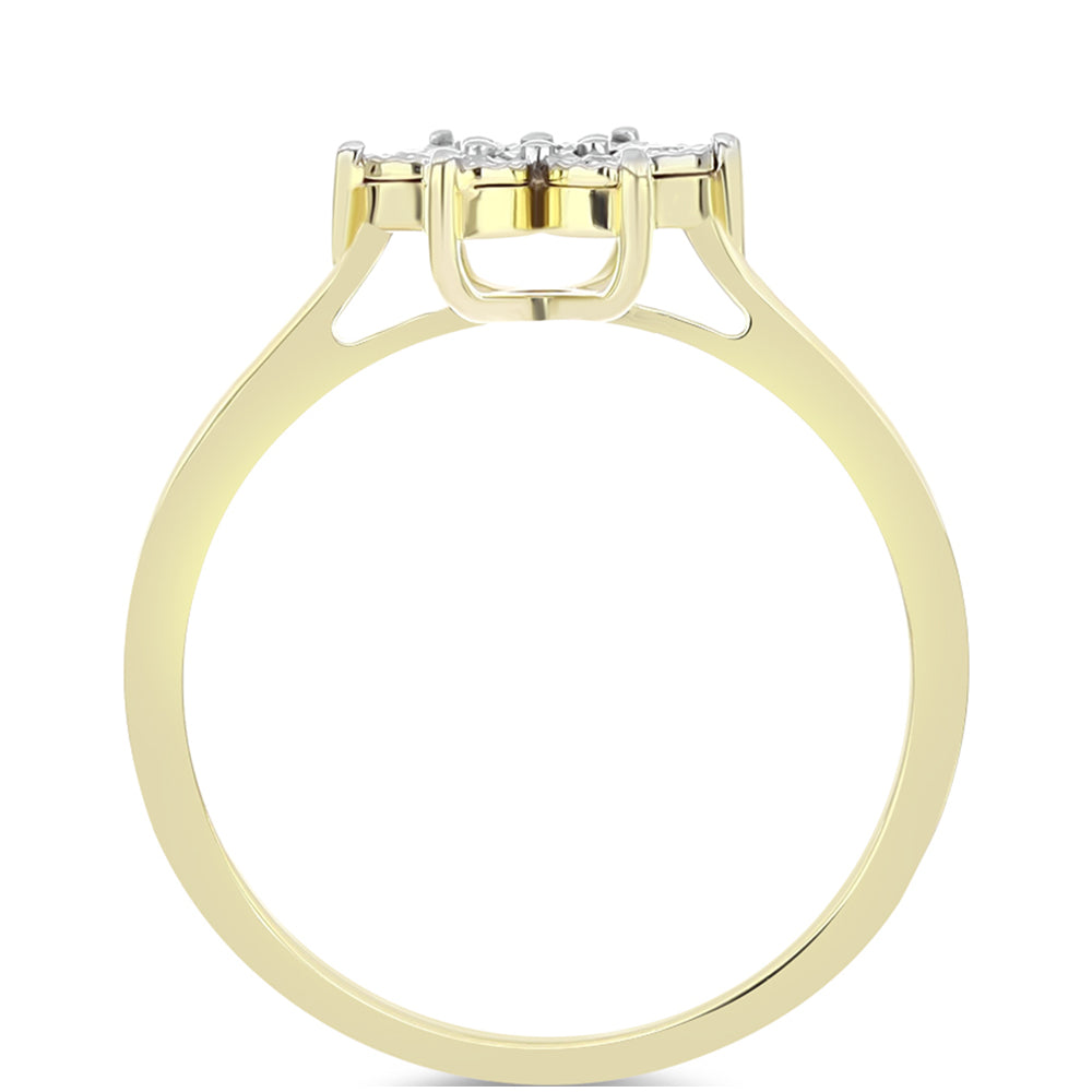 Anillo de Plata Bañada en Oro con Diamante blanco