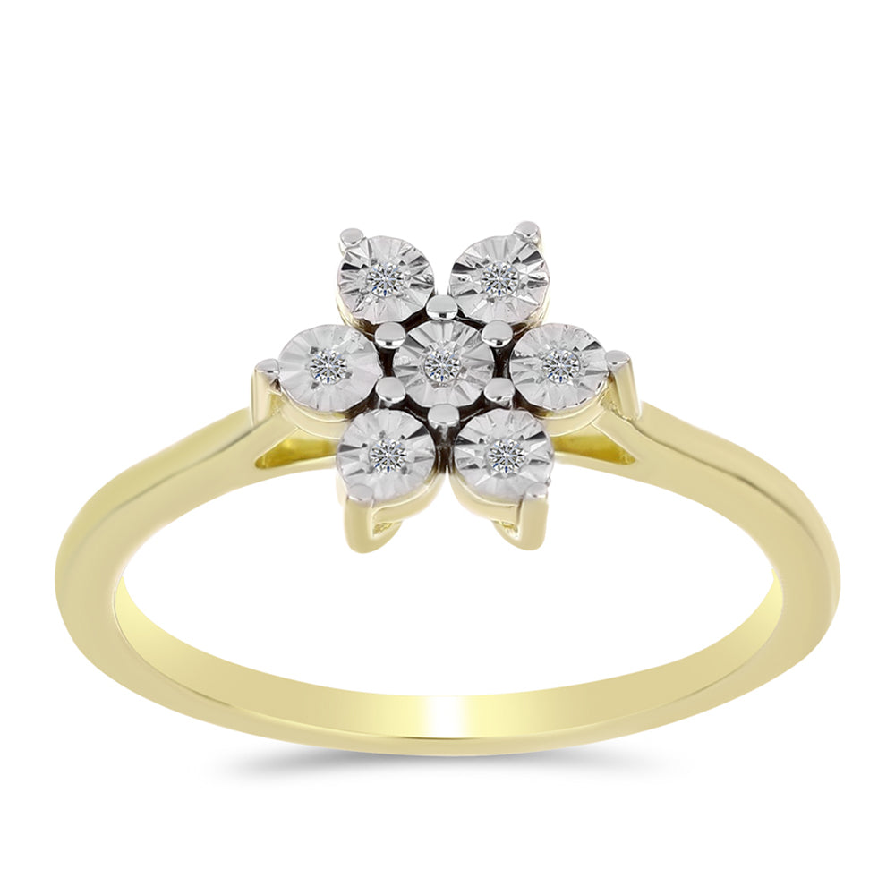 Anillo de Plata Bañada en Oro con Diamante blanco