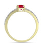 Anillo de Plata Bañada en Oro con Rubí de Madagascar y Topacio Blanco