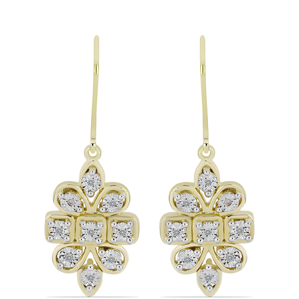 Pendientes de Plata Bañada en Oro con Diamante blanco