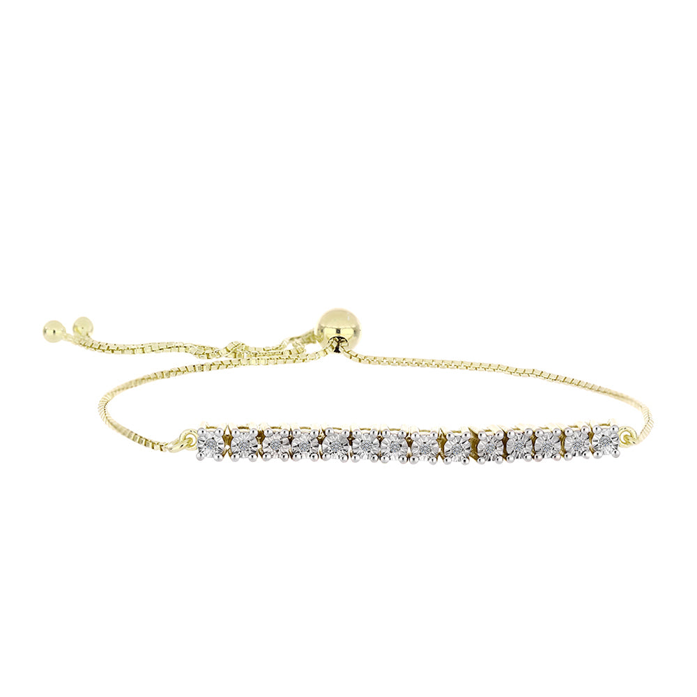 Pulsera de Plata Bañada en Oro con Diamante blanco 1 