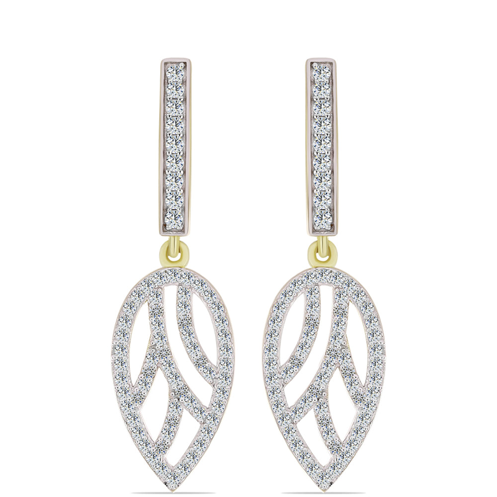 Pendientes de Plata Bañada en Oro con Diamante blanco y Topacio Blanco
