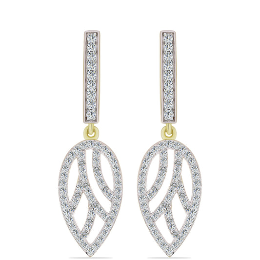 Pendientes de Plata Bañada en Oro con Diamante blanco y Topacio Blanco