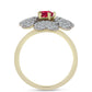 Anillo de Plata Bañada en Oro con Rubí de Madagascar y Topacio Blanco